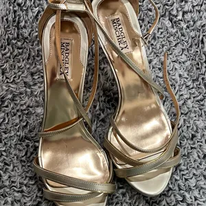 Badgley Mischka Gold Strappy Heels thumbnail 2