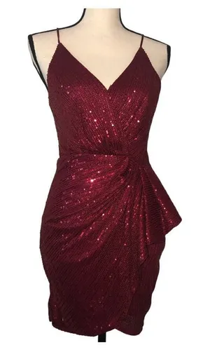 Cocktail Dress Size S Red Sparkle Sequined Party Cocktail Disco Wedding Guest thumbnail 1
