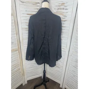 NWT Quince Women's XL European Linen Relaxed Blazer Black Coastal Corporate Flax thumbnail 5