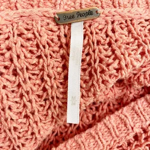 Free People Greenwich Village Sweater Sz M Coral Open Knit Oversized Tunic Boho thumbnail 8