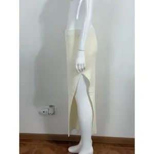 Mimosa Women’s Ivory Ribbed Knit Maxi Skirt Side Slit Stretch Bodycon Size L thumbnail 3