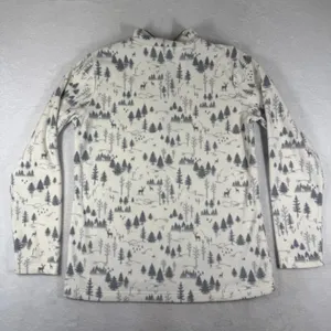 Duluth Trading Co Womens Small Fleece Snap Neck Pullover Forest Deer Print Grey thumbnail 9