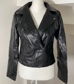 Women’s Black Faux Leather Jacket XL Lil Peep NWT thumbnail 1