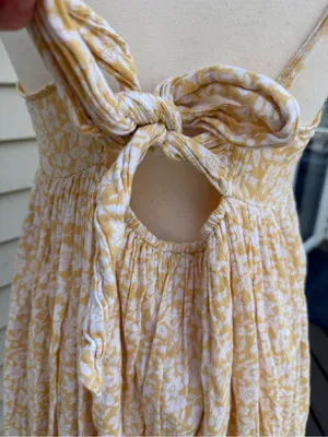 American Eagle Outfitters Gold and White Floral Mini Dress thumbnail 4