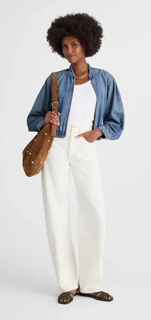 Madewell The Balloon Jean White Barrel Leg Jeans Baggy‎ NWT Size 24 (US 00) thumbnail 1