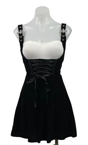 NEW Dolls Kill The Grave Girl Moonlit Maven Black Velvet A-Line Tank Dress XXS thumbnail 1