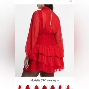 Express mock neck long sleeve ruffle mini dress thumbnail 12
