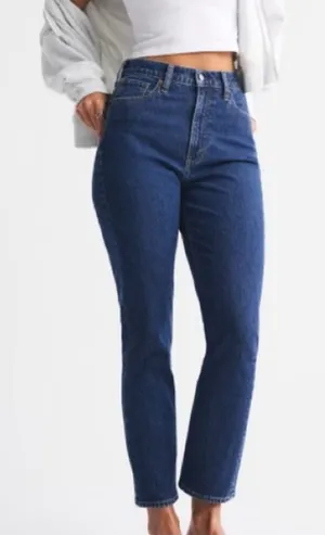 Abercrombie The Ankle Straight Ultra High Rise‎ Curve Love Jeans Dark Wash 00 24 thumbnail 1