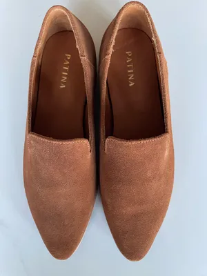PATINA women's brown suede leather pointy toe slip on flats loafers Size US8 New thumbnail 1