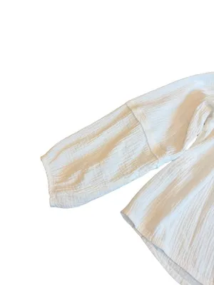 We The Free Ivory Cotton Gauze Popover Blouse Long Sleeve V Neck Small Women's thumbnail 6