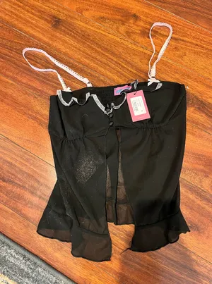 New with tags edikted black sheer tank top m thumbnail 1
