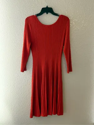 NEW Cato Juniors Large Red Ribbed Lace Up Fit & Flare Stretch Knit Dress thumbnail 8