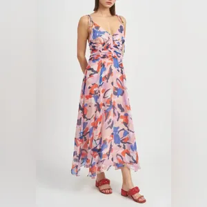 En Saison Arlie Midi Dress with Tie Straps in Blush Blue Floral Size Small NWT thumbnail 10