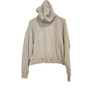 Aerie Cream Long Sleeve Cropped Cotton Knit Pullover Hoodie Sweatshirt Small thumbnail 2