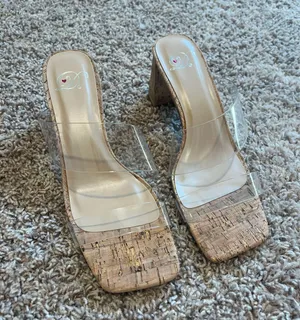 Clear Cork Heels Multiple Size 8 thumbnail 1