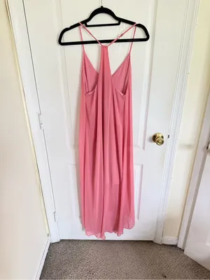 Alice & Olivia Chiffon Flowy Blush Pink Midi Dress thumbnail 3