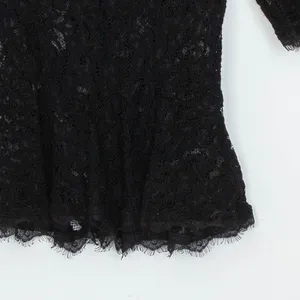 Aritzia Womens Babaton Eyelash Lace Peplum Short Sleeve Top Size‎ XS Black Goth thumbnail 3