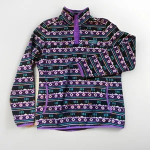 L.L. Bean Aztec Print Fleece Pullover Sweater Snap-T Womens S Granola Gorpcore thumbnail 1