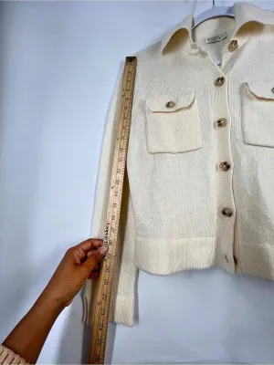 Spartina 449 Knit Polo Cardigan Seawool Cashmere Blend Cream Size S thumbnail 12