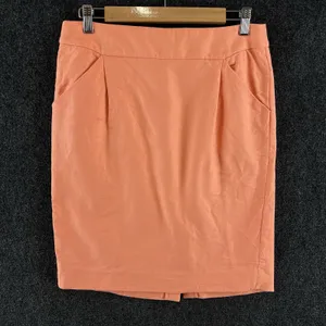 J.Crew Women's Coral Salmon Pink Pencil Skirt Size 8 100% Cotton Retail $75 thumbnail 2