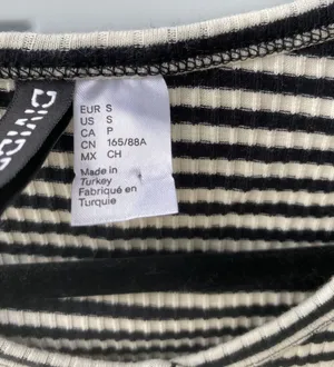 H&M Stripe Long Sleeve Shirr thumbnail 2