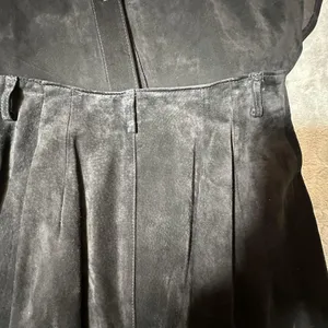 Genuine Leather Suede Black Long Skirt & Button Top Suit Set Matching VTG thumbnail 10
