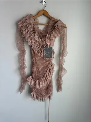 NEW House of CB Sorrel Tulle Asymmetric Minidress thumbnail 3