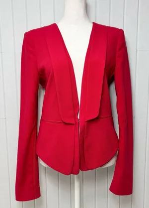 BCBGMaxAzria Bright Red Suit Jacket Sexy Tapered Crop Feminine‎ Size S thumbnail 1