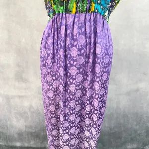Vintage Handmade‎ Strapless Midi Dress Size M Paisley Floral Purple Boho Indie thumbnail 5