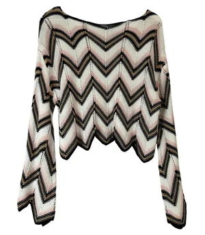 Audrey Parks x Francesca’s Women’s Crochet Knit Cropped Sweater Pink Small EUC thumbnail 1