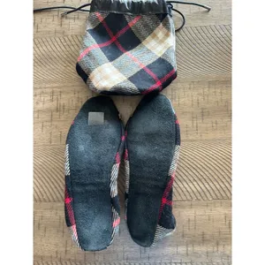 Burberry Classic Plaid Wool/Leather Travel Ballet Flats with Matching Pouch Bag thumbnail 5