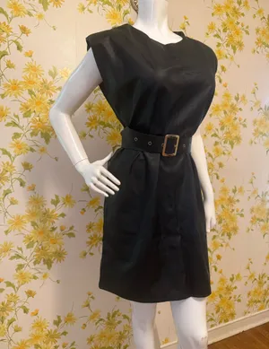 NWOT venti6 Italy Faux Leather Shoulder Pad Mini Dress size L thumbnail 4