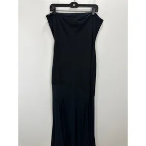 Lulus Elaris Black Mixed Media Strapless Maxi Dress Formal Evening Minimalist XL thumbnail 9