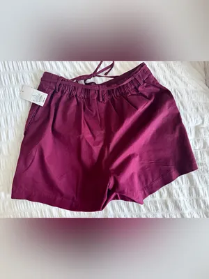 NWT Women's Mid-Rise Front-Tie Chino Shorts 5" - A New Day™ Maroon S thumbnail 4