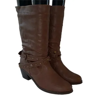 Cato boots mid calf height 2.5” block style heel zip up back size 7 thumbnail 1