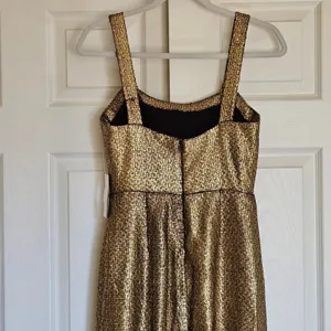 Mestiza New York Jody Metallic Gold Tweed‎ Square Neck Flutter Hem Midi Dress 2 thumbnail 12