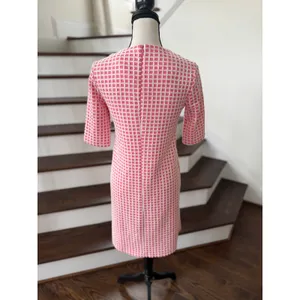 Tyler Boe Pink & White Window Pane Check Plaid 60s Knee Length Shift Dress thumbnail 2