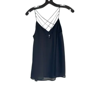 Naked Zebra Black Draped Racerback Tank Top- With Silver Buttons Size S thumbnail 2