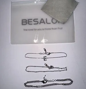letter e silver bracelet set thumbnail 1
