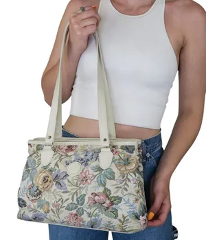 Vintage 80s Mitzi Floral Tapestry Shoulder Bag thumbnail 1