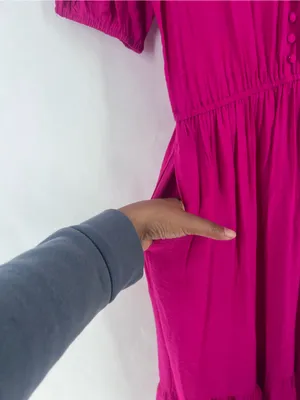 Simply Vera Vera Wang Semi Satin‎ Pink V-Neck Puff Sleeve Maxi Dress Size XS NWT thumbnail 5