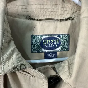 Green Envy Khaki Belted Trench Coat Size Medium EUC thumbnail 4