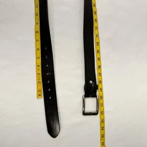 Buffway Men's Leather Black Belt Size 46 Classic Casual Brass Buckle Handmade thumbnail 8