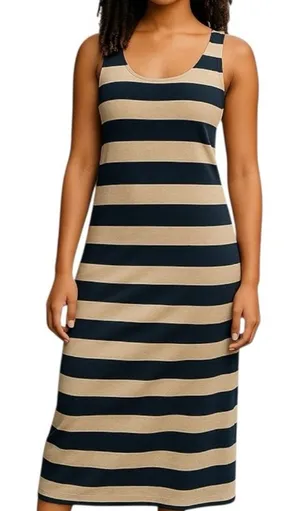 Anthropologie Thyme & Honey Blue Gray Striped Maxi Dress Sleeveless Size S thumbnail 1
