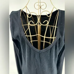 We The Free Black Long Sleeve V Neck Thermal Dress Size Large thumbnail 11