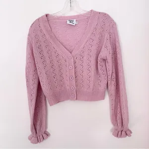 Princess Polly Lyric Cropped Cardigan Pink thumbnail 2