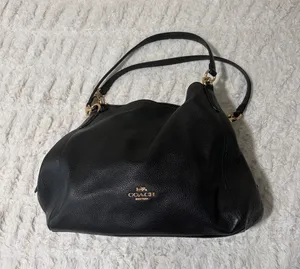 Coach Hallie F80268 Black Pebbled Leather Hobo Bag thumbnail 1