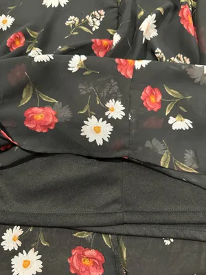 BISOU BISOU M Black Red Floral Sleeveless Maxi Dress V-Neck Ruffle Straps thumbnail 9