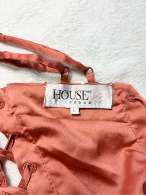House of‎ CB Harlee Sequin Lace Up Back dress size L thumbnail 8