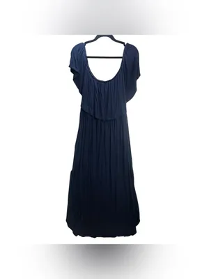 Sweet Lovely by Jen Navy Blue Maxi Dress 1XL Flutter Sleeve Stretch Boho thumbnail 3